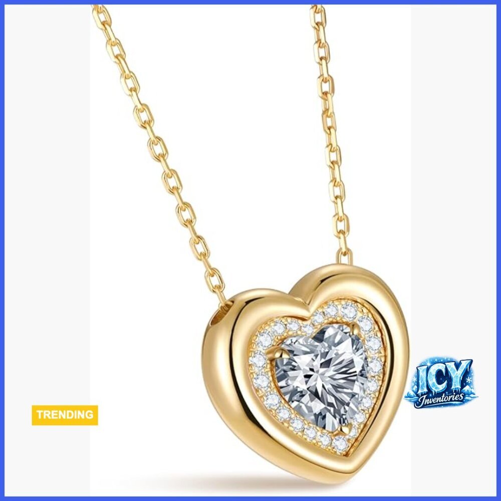 14K Gold Filled 925 Sterling Silver Heart Birthstone Pendant Necklace